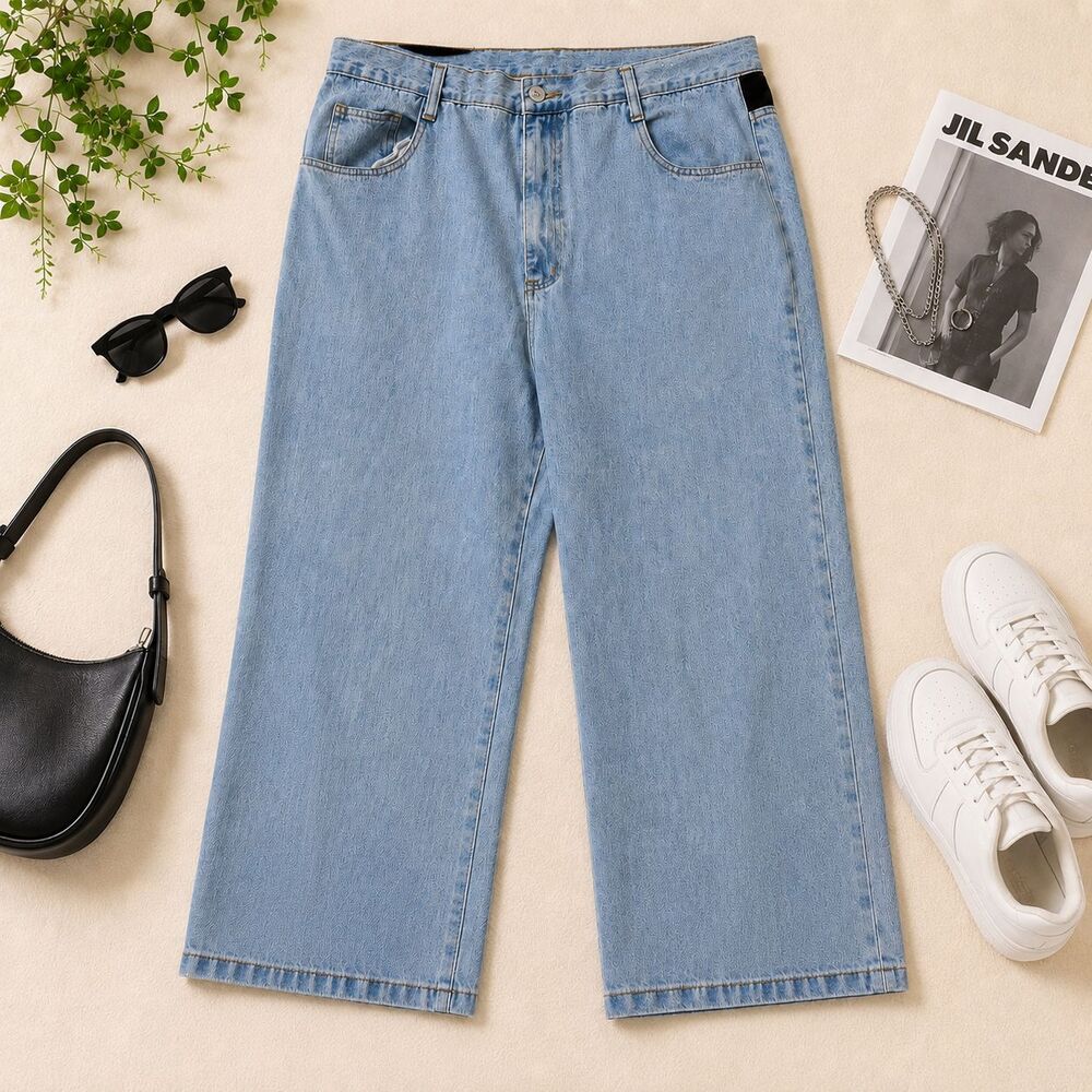 Zana-Di Jeans Womens Plus Size 24 Light Wash Wide Leg Lace Up Back Hem Y2K